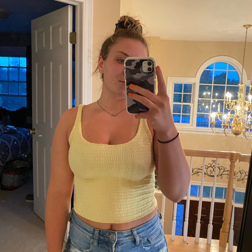 ‼️SOLD‼️Yellow smocked tank top
